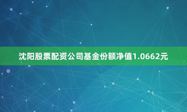 沈阳股票配资公司基金份额净值1.0662元